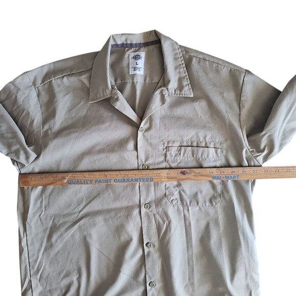 Dickies Long Sleeve Work Shirt Men’s L Khaki Button Front Durable Uniform - Picture 10 of 13